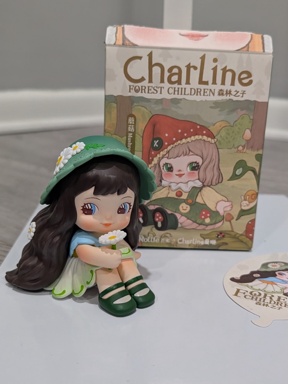 Forest Children Green Daisy Girl Collectible Figurine w/Box & Card